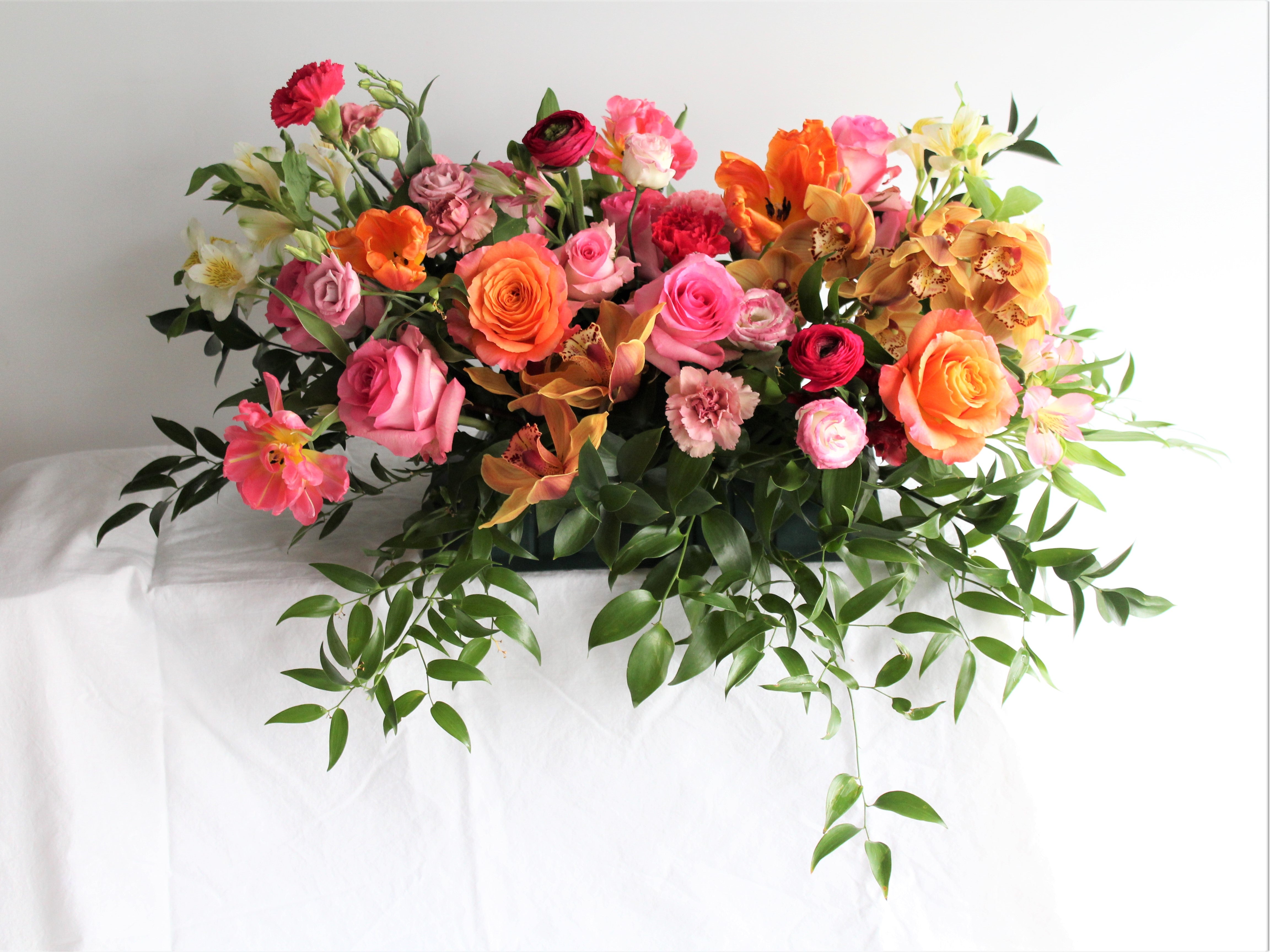 Casket Spray with Colourful Flowers (2 sizes)