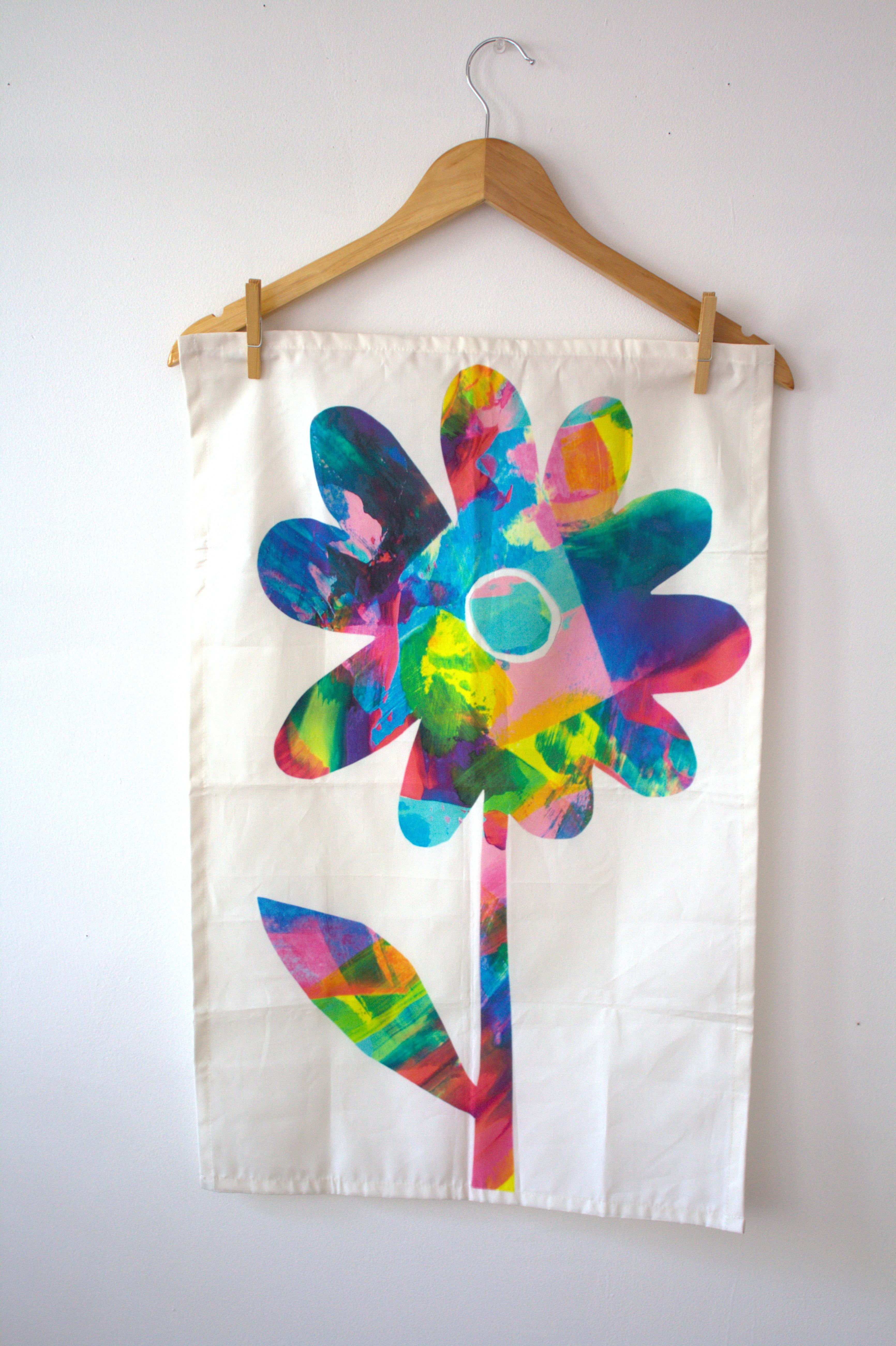 Tea Towels with Happy Original Artwork- Organic Cotton and Hemp