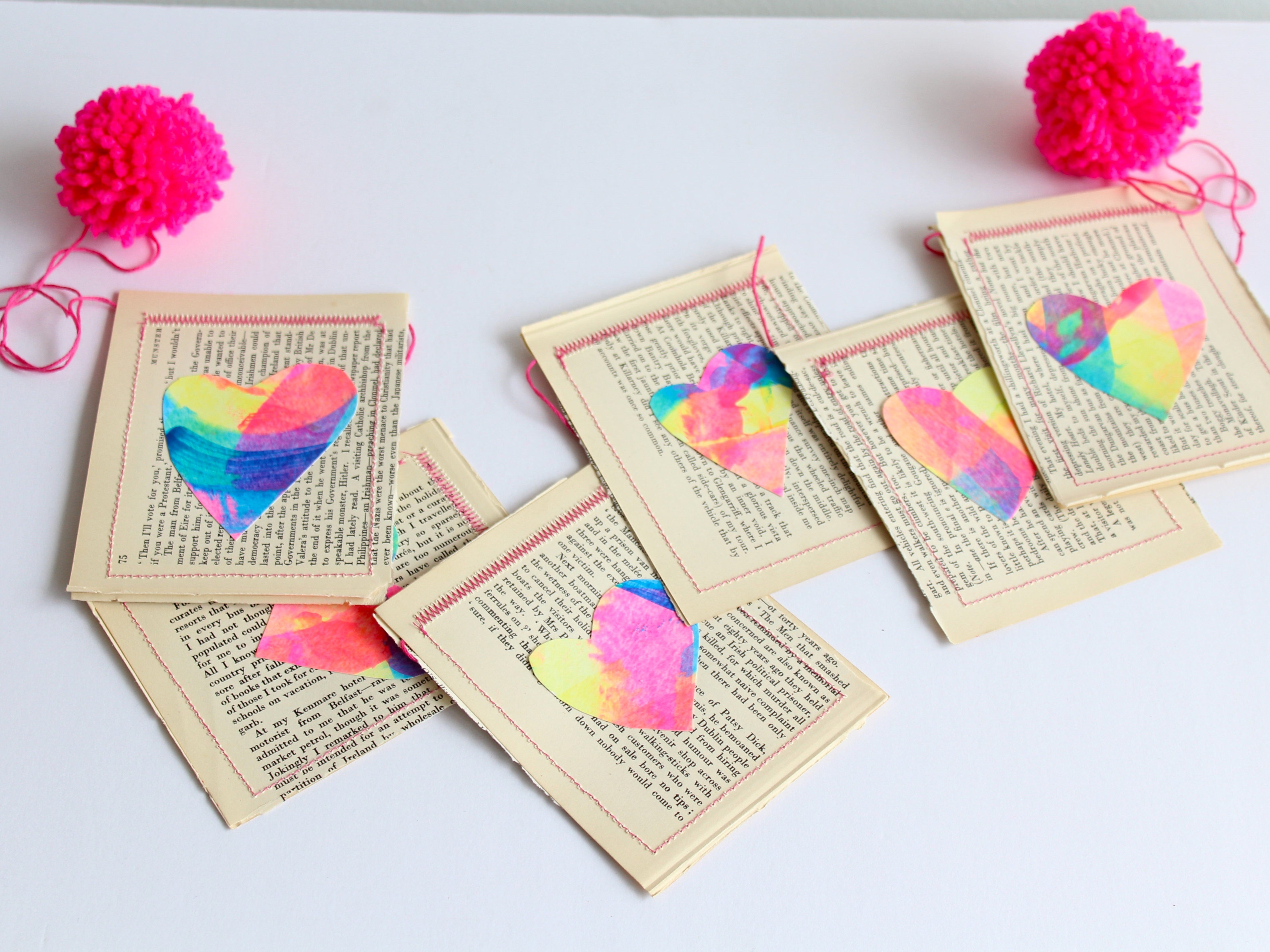 Vintage Book Page Bunting- Hearts