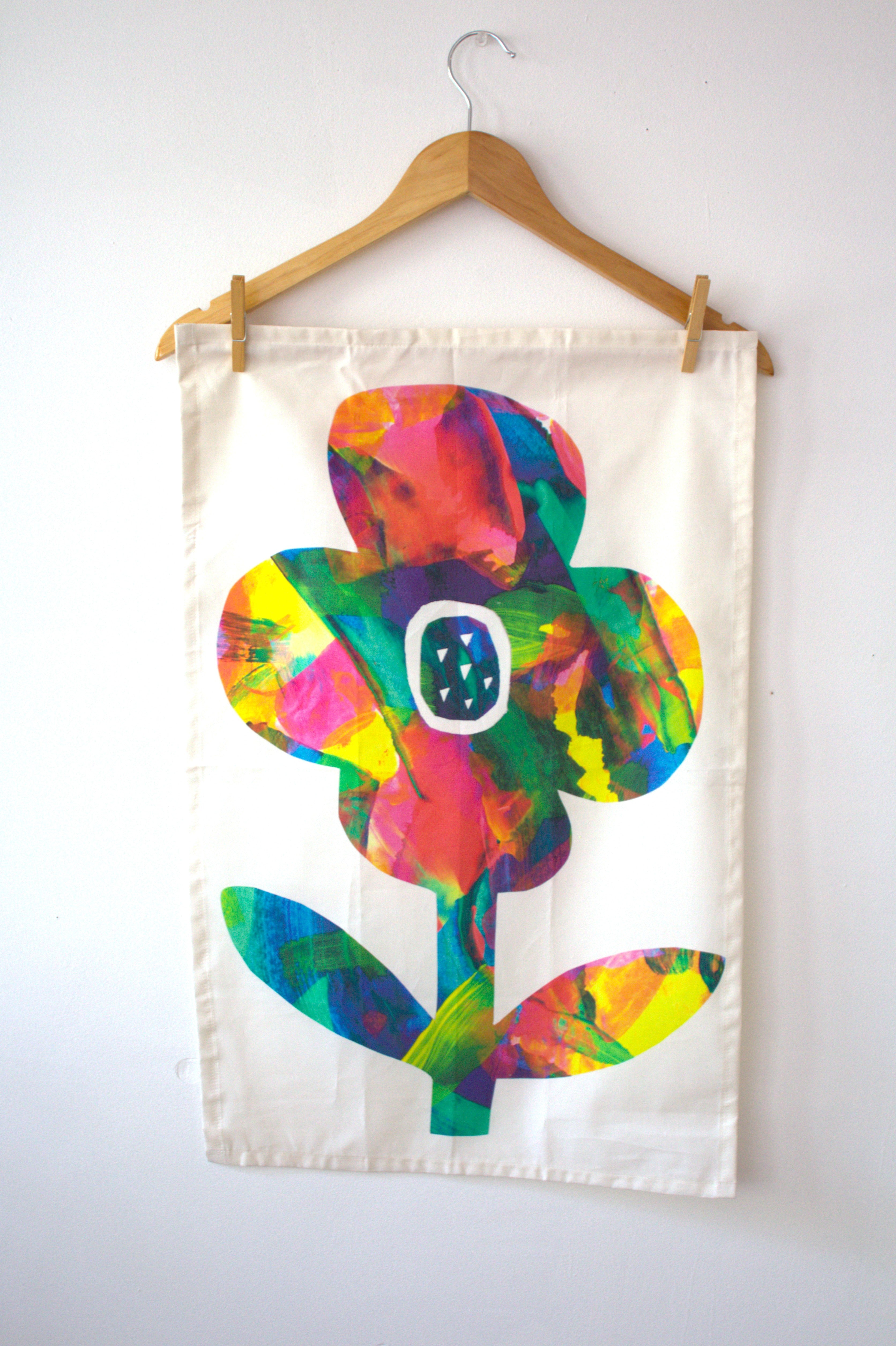 Tea Towels with Happy Original Artwork- Organic Cotton and Hemp