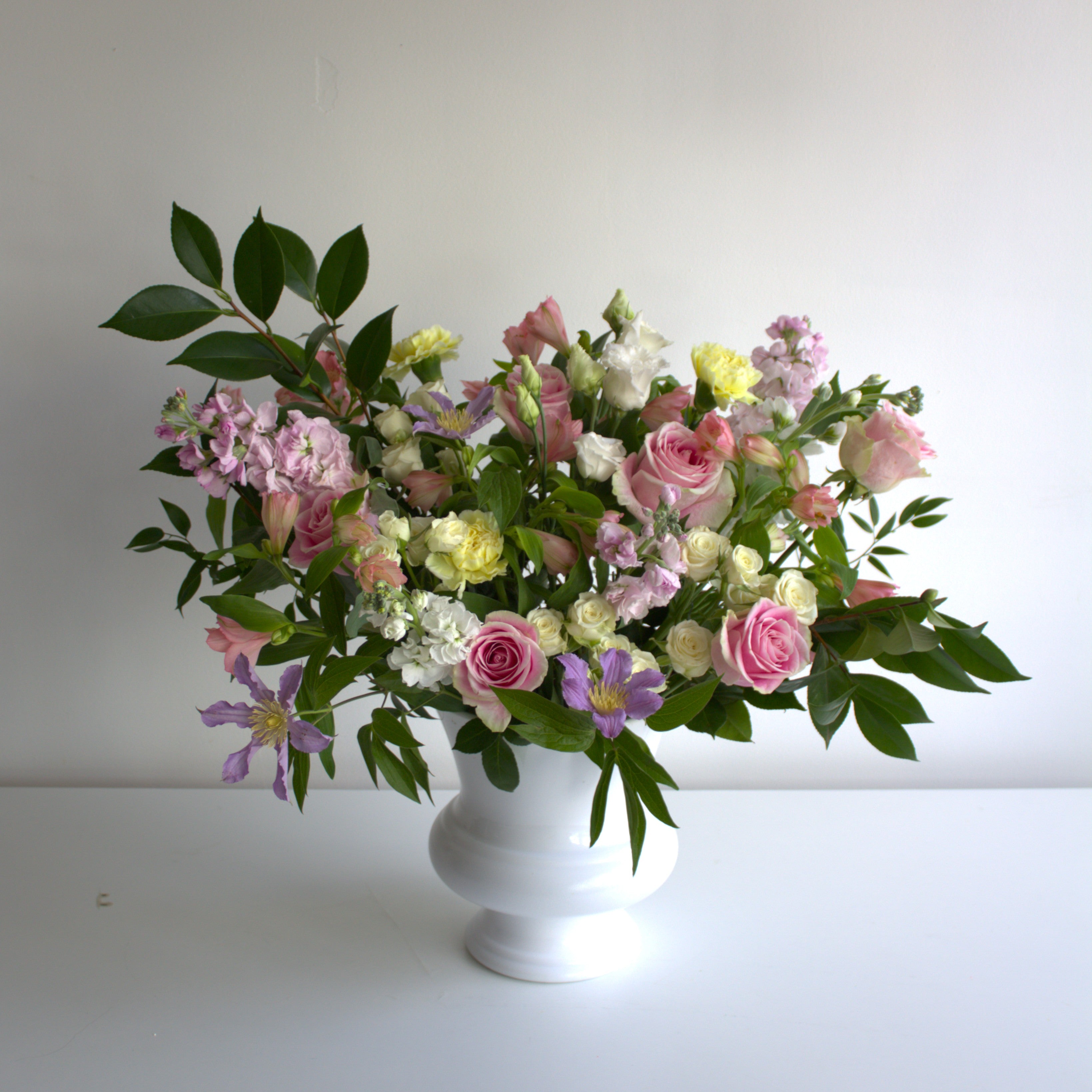 Wedding Ceremony Flowers In White Urn-style Vase (3 sizes)