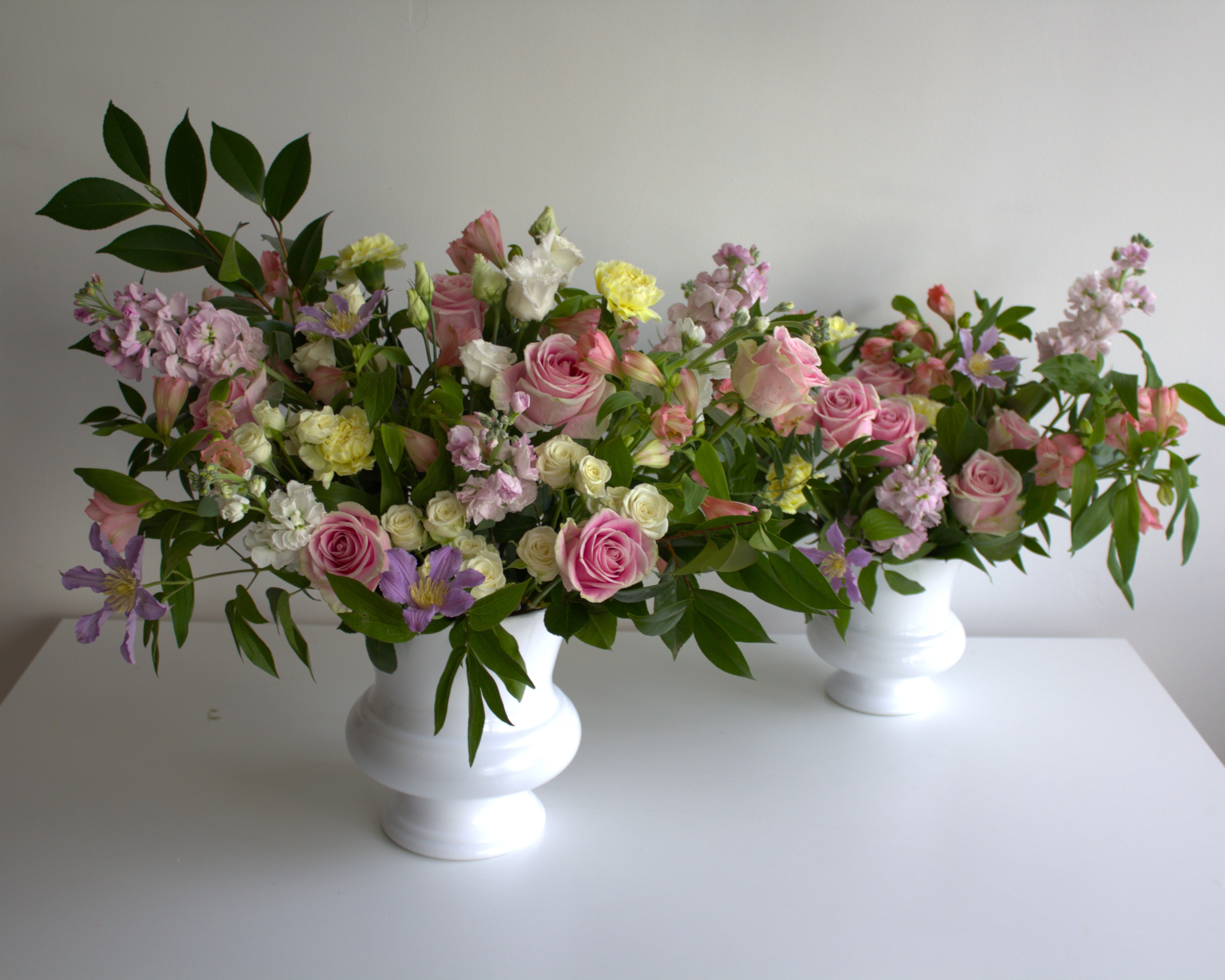 Sympathy Flowers In White Urn-style Vase (4 sizes)