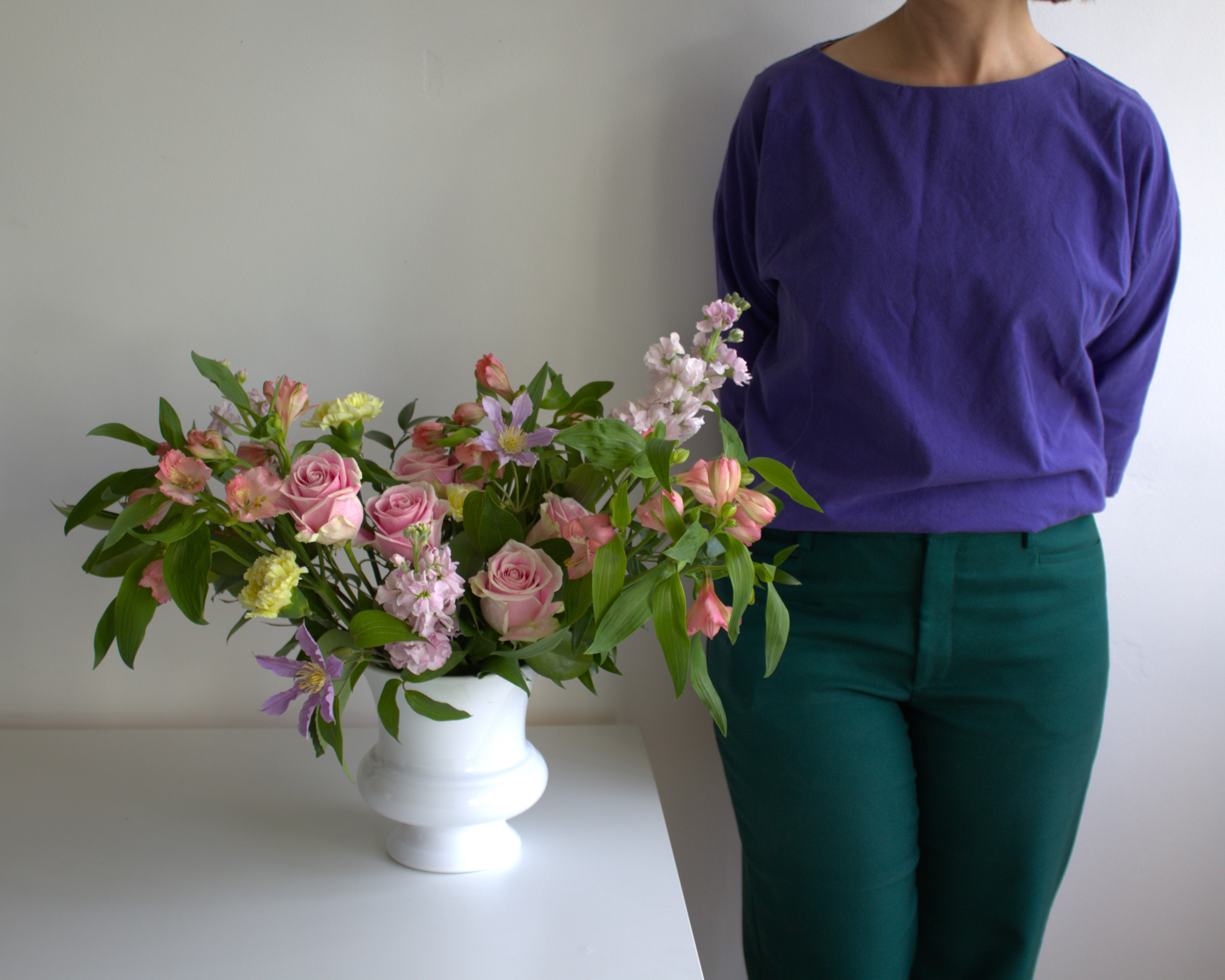 Sympathy Flowers In White Urn-style Vase (4 sizes)