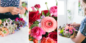 Toronto florist Periwinkle Flowers prepares beautiful bouquets for delivery.