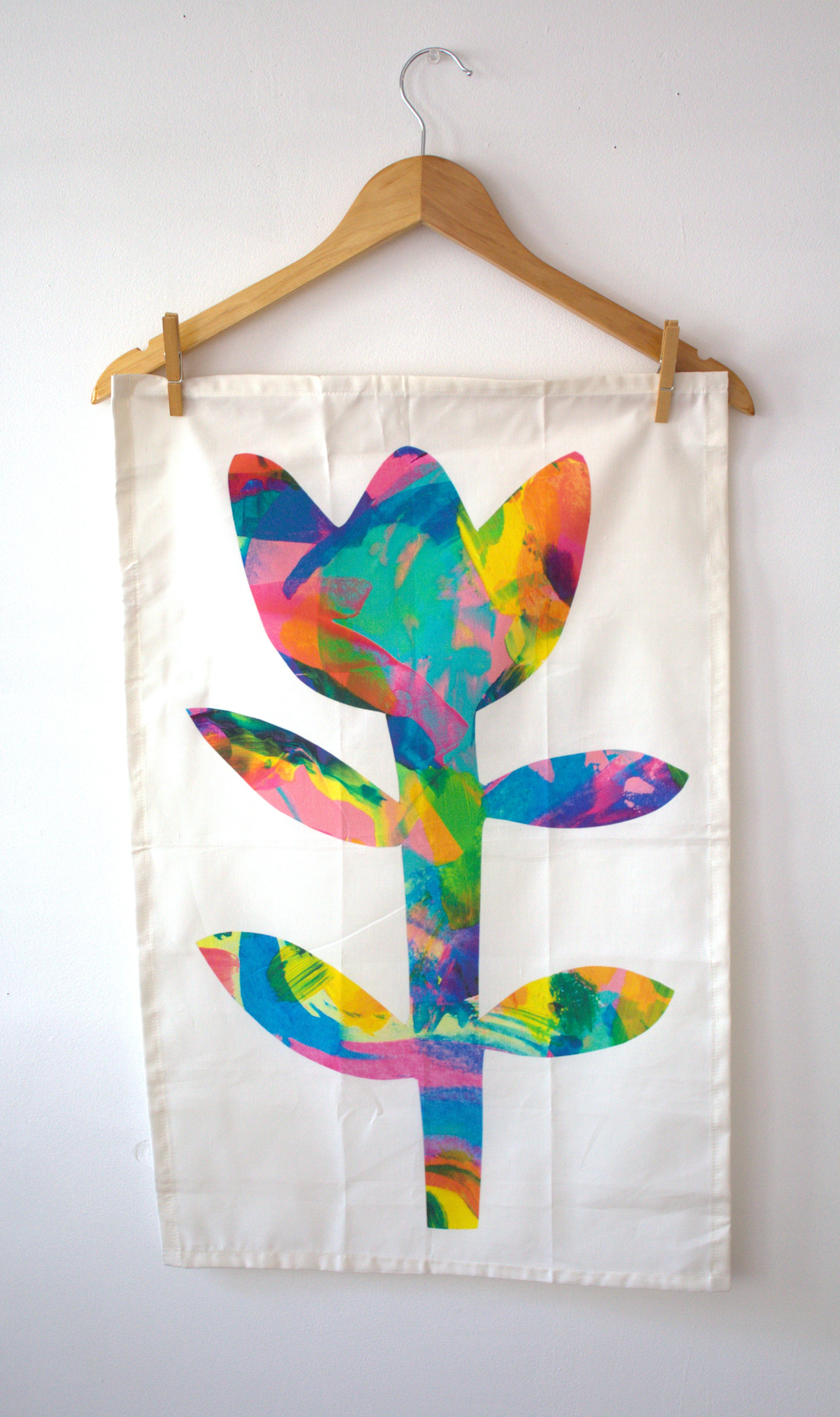 Tea Towels with Happy Original Artwork- Organic Cotton and Hemp